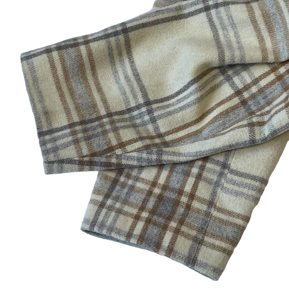 Vintage Tartan Plaid Wool Blend Blazer Boxy Preppy Structural Neutral Size L/XL - Picture 12 of 15
